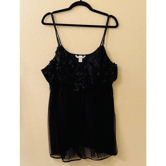 Flora Nikrooz Black Babydoll Bellflower Camidoll with Bikini Bottom Size 2XL - Picture 2 of 12